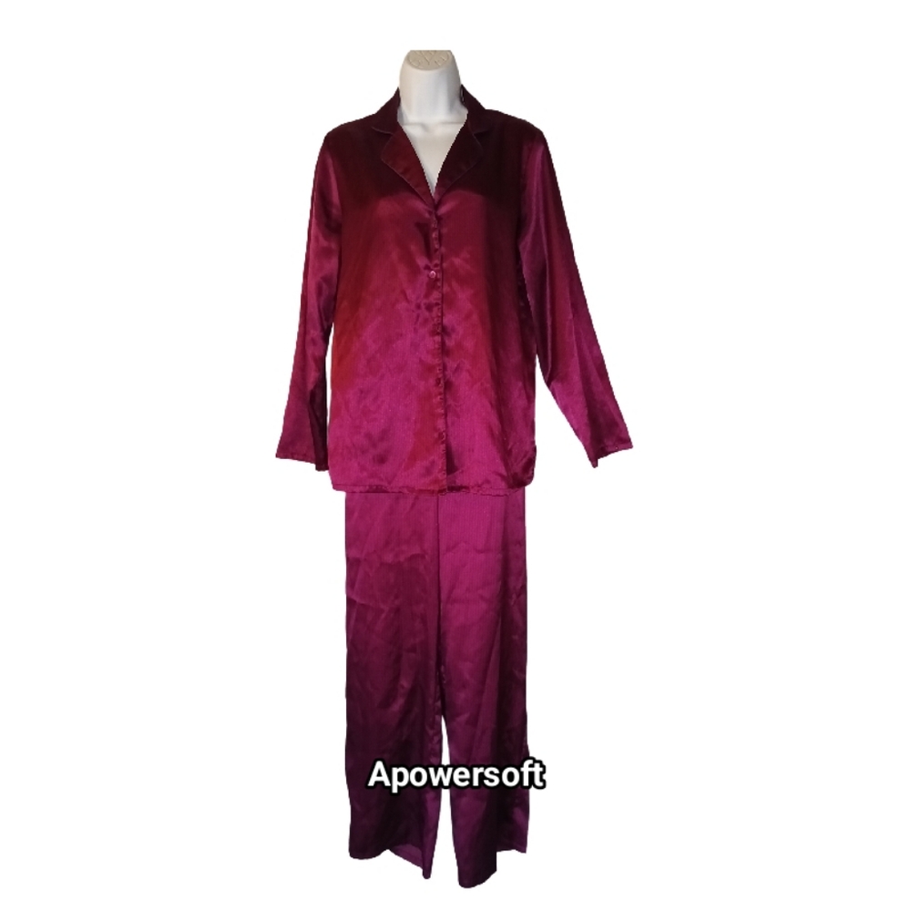 Magenta & Purple Pinstripe Satin Pajama Set Size S